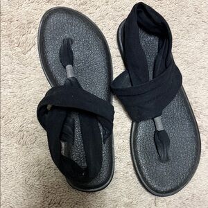 Sanuk Black Sandals with Wrap Straps